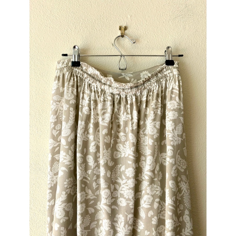 Gina Peters Vintage Floral Maxi Skirt Strapless Dress Beige White Rayon Medium - Picture 12 of 13